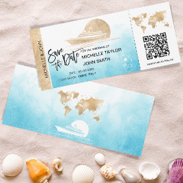 Save the Date Boarding Pass Map Kreuzschiff QRCode Einladung