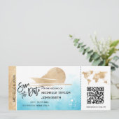 Save the Date Boarding Pass Map Kreuzschiff QRCode Einladung (Stehend Vorderseite)