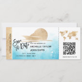 Save the Date Boarding Pass Map Kreuzschiff QRCode Einladung (Vorderseite)