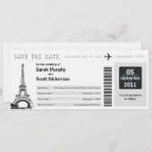 Save the Date Boarding Pass nach Paris Frankreich (Vorne/Hinten)