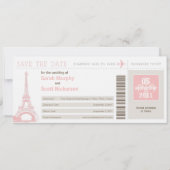 Save the Date Boarding Pass nach Paris Frankreich (Vorderseite)