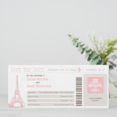 Save the Date Boarding Pass nach Paris Frankreich (Stehend Vorderseite)