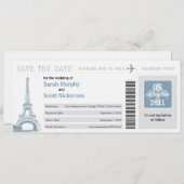 Save the Date Boarding Pass nach Paris Frankreich Einladung (Vorne/Hinten)