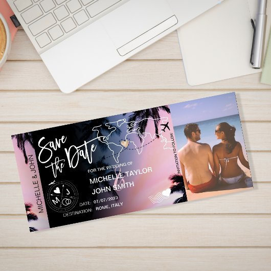 Save the Date Boarding Pass Palm Beach Einladung