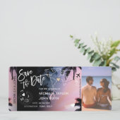 Save the Date Boarding Pass Palm Beach Einladung (Stehend Vorderseite)