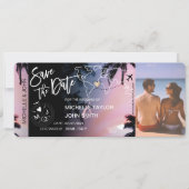 Save the Date Boarding Pass Palm Beach Einladung (Vorderseite)
