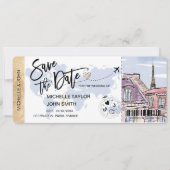 Save the Date Boarding Pass Paris Wedding Invitati Einladung (Vorderseite)
