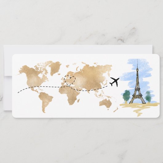 Save the Date Boarding Pass Paris Wedding Invitati Einladung (Rückseite)