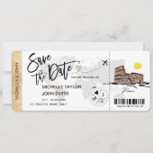 Save the Date Boarding Pass Rom Italien Einladung (Vorderseite)