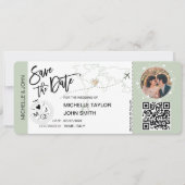 Save the Date Boarding Pass Simple World Map QR Einladung (Vorderseite)
