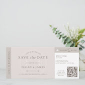 Save the Date Boarding Pass Wedding Plane Ticket Einladung (Stehend Vorderseite)