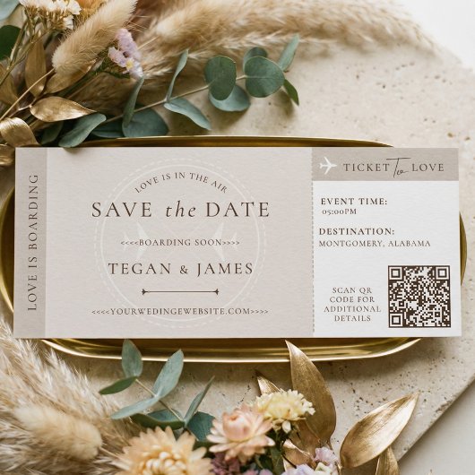 Save the Date Boarding Pass Wedding Plane Ticket Einladung