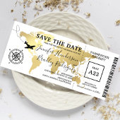 Save the Date Boarding Pass Weltkarte