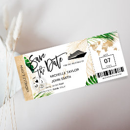 Save the Date Boarding Pass Weltkarte Schifffahrt Einladung