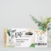 Save the Date Boarding Pass Weltkarte Schifffahrt Einladung (Stehend Vorderseite)