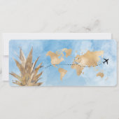 Save the Date Boarding Pass World Map Ananas in Einladung (Rückseite)