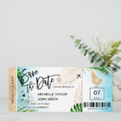 Save the Date Boarding Pass World Map Barbados Einladung (Stehend Vorderseite)