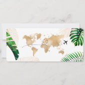 Save the Date Boarding Pass World Map Beach Foto Einladung (Rückseite)