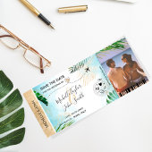 Save the Date Boarding Pass World Map Beach Foto Einladung