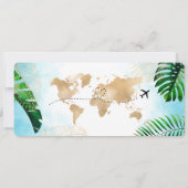 Save the Date Boarding Pass World Map Beach Foto Einladung (Rückseite)