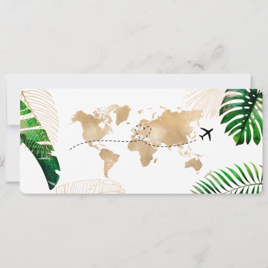 Save the Date Boarding Pass World Map Beach Invita Einladung (Rückseite)