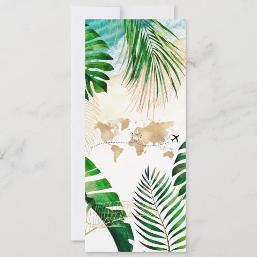 Save the Date Boarding Pass World Map Island Einladung (Rückseite)