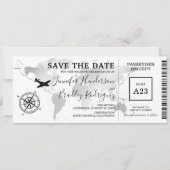 Save the Date Boarding Pass World Map Ticket (Vorderseite)