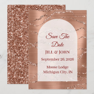 Save The Date Bogenförmige Hochzeit Roségold Karte