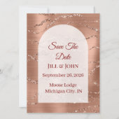 Save The Date Bogenförmige Hochzeit Roségold Karte (Vorderseite)