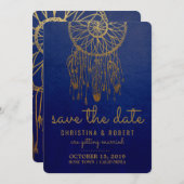 Save the Date Boho Dreamcatcher Imitats Goldene Fo (Vorne/Hinten)