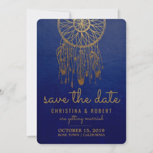 Save the Date Boho Dreamcatcher Imitats Goldene Fo (Vorderseite)