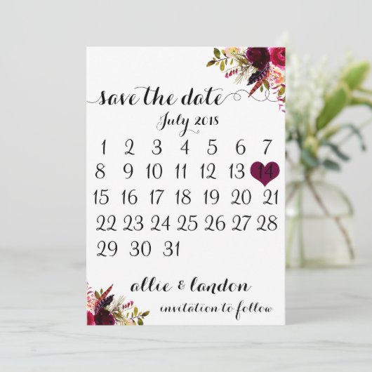 Save the Date | Boho Floral (Stehend Vorderseite)