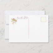 Save the Date Boho Floral Pink Postkarte (Rückseite)