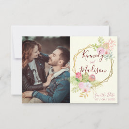 Save the Date Boho Floral Pink Postkarte
