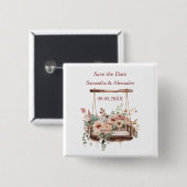 Save the Date Boho Garden Swing Floral Button (Vorne & Hinten)