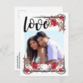 Save the Date Boho Liebe und Rose Foto Poscard Ankündigungspostkarte (Vorne/Hinten)