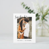 Save the Date Boho Minimalistisch Foto Modern Postkarte (Stehend Vorderseite)
