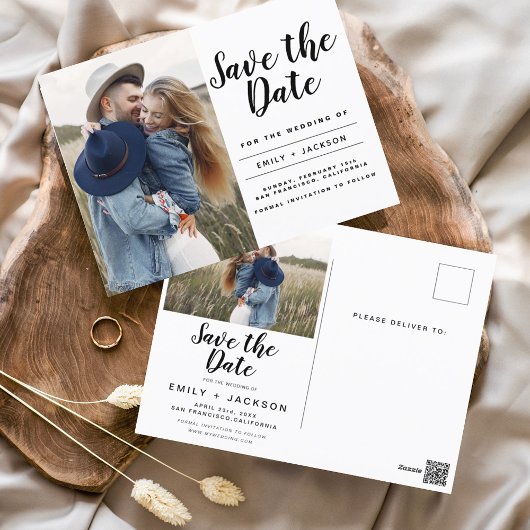 Save the Date Boho Minimalistisch Foto Modern Postkarte