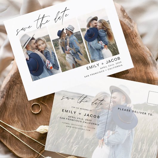 Save the Date Boho Minimalistisch Foto Modern Postkarte