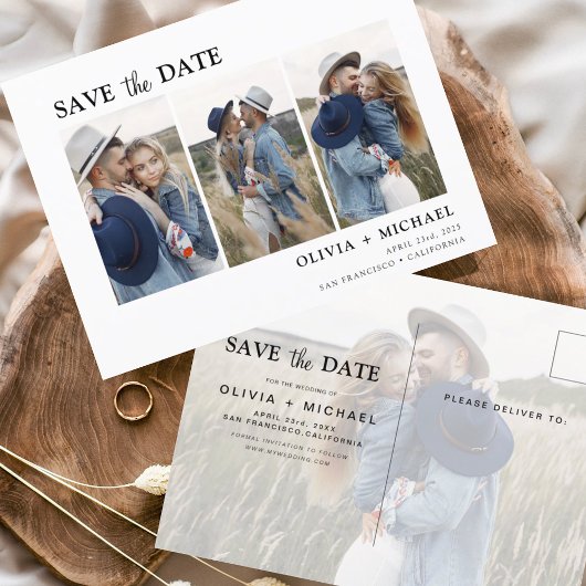 Save the Date Boho Minimalistisch Foto Modern Postkarte