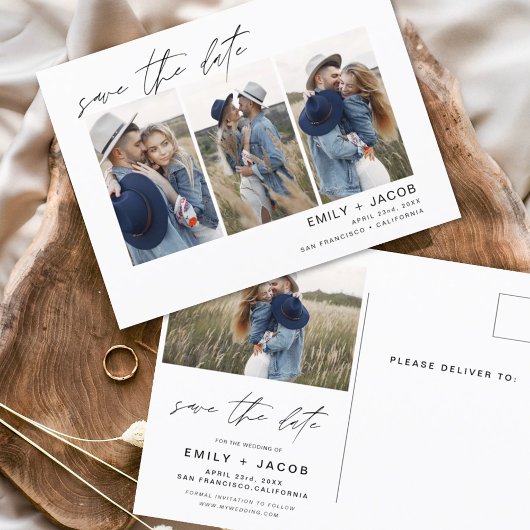 Save the Date Boho Minimalistisch Foto Modern Postkarte