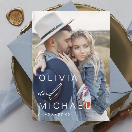 Save the Date Boho Minimalistisch Foto Modern Postkarte