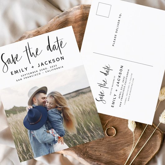 Save the Date Boho Minimalistisch Foto Modern Postkarte
