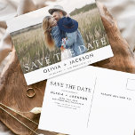 Save the Date Boho Minimalistisch Foto Modern Postkarte<br><div class="desc">Mit unserer Save the Date Boho Minimalistisch Foto Modern Postcard erfassen Sie die Essenz Ihrer Liebe. Diese Postkarte ist eine Mischung aus zeitgenössischem Minimalismus und böhmischem Charme und ist somit die perfekte Wahl für Ihre kommende Hochzeit. Diese Postkarte mit Ihrem hochgeschätzten Foto in der Verlobung wird zu einer greifbaren Erinnerung,...</div>