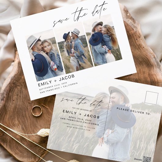 Save the Date Boho Minimalistisch Foto Modern Postkarte