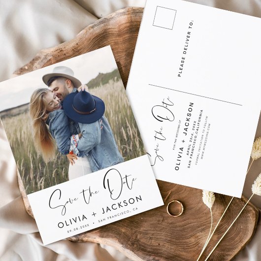 Save the Date Boho Minimalistisch Foto Modern Postkarte
