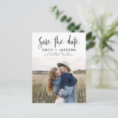Save the Date Boho Minimalistisch Foto Modern Postkarte (Stehend Vorderseite)