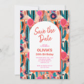Save the Date Boho Sukkulentes Foto Geburtstag (Vorderseite)