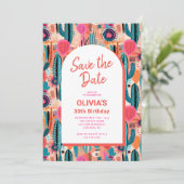 Save the Date Boho Sukkulentes Foto Geburtstag (Stehend Vorderseite)