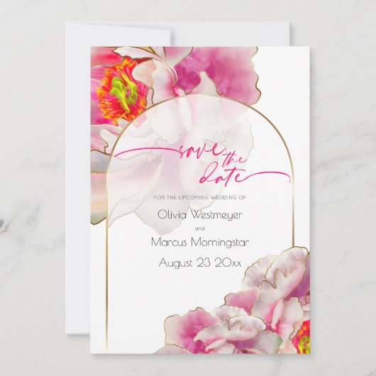 Save The Date | Bold Beautiful Scarlet Peony Einladung (Vorderseite)